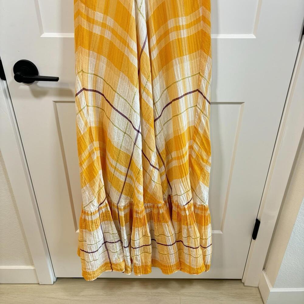 HOLDING HORSES Anthropologie Clementine Maxi Plaid Gauze Dress Sz M - Picture 4 of 8